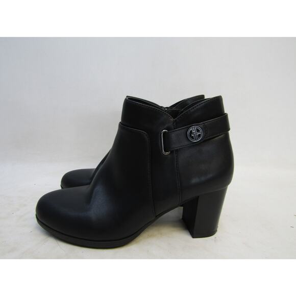 Giani Bernini Womens Sz 7 M Black Leather Zip Ankle Fashion Boots Booties - Picture 1 of 11